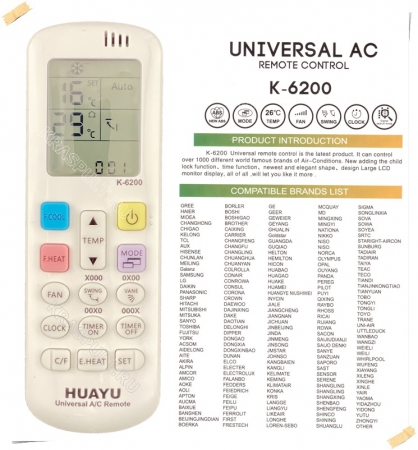 универсальный пульт для кондиционеров huayu k-6200 Huayu для кондиционеров