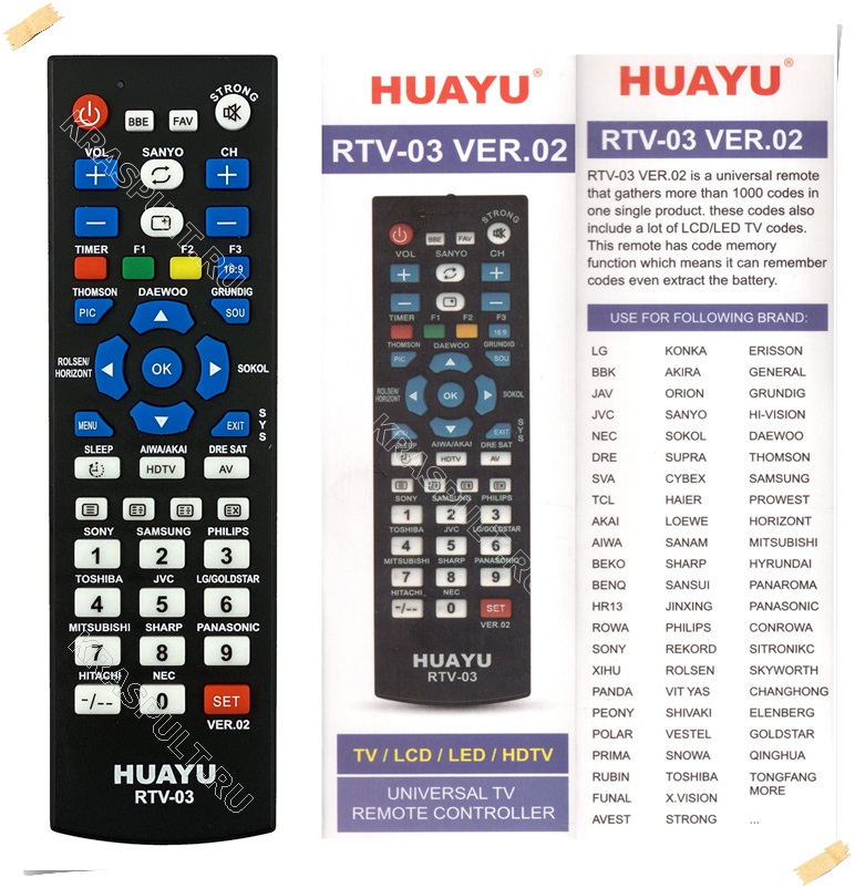Универсальный пульт huayu коды для телевизоров